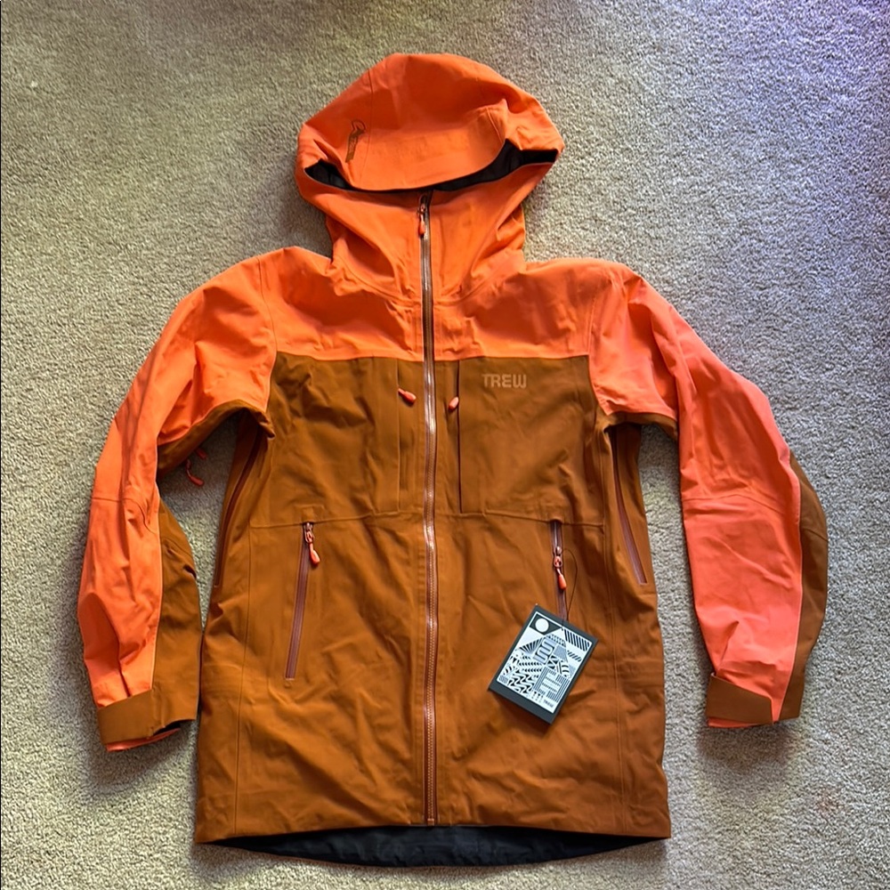 Men's size Oversized Cosmic shell Jacket Primo - bright coral and copper color